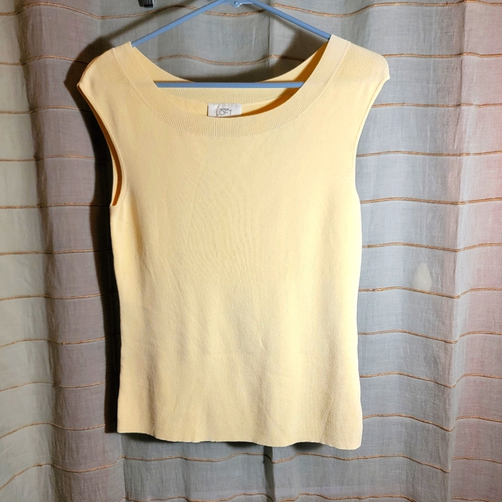 Ann Taylor LOFT Sleeveless Yellow Business Casual Top